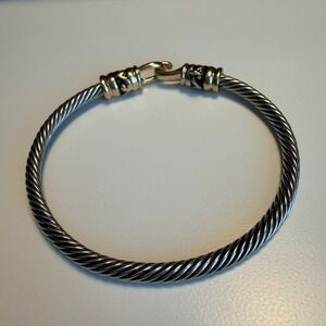 Gold and Silver  Tone Classic Cable Buckle Bracelet With Designated Charm Spot